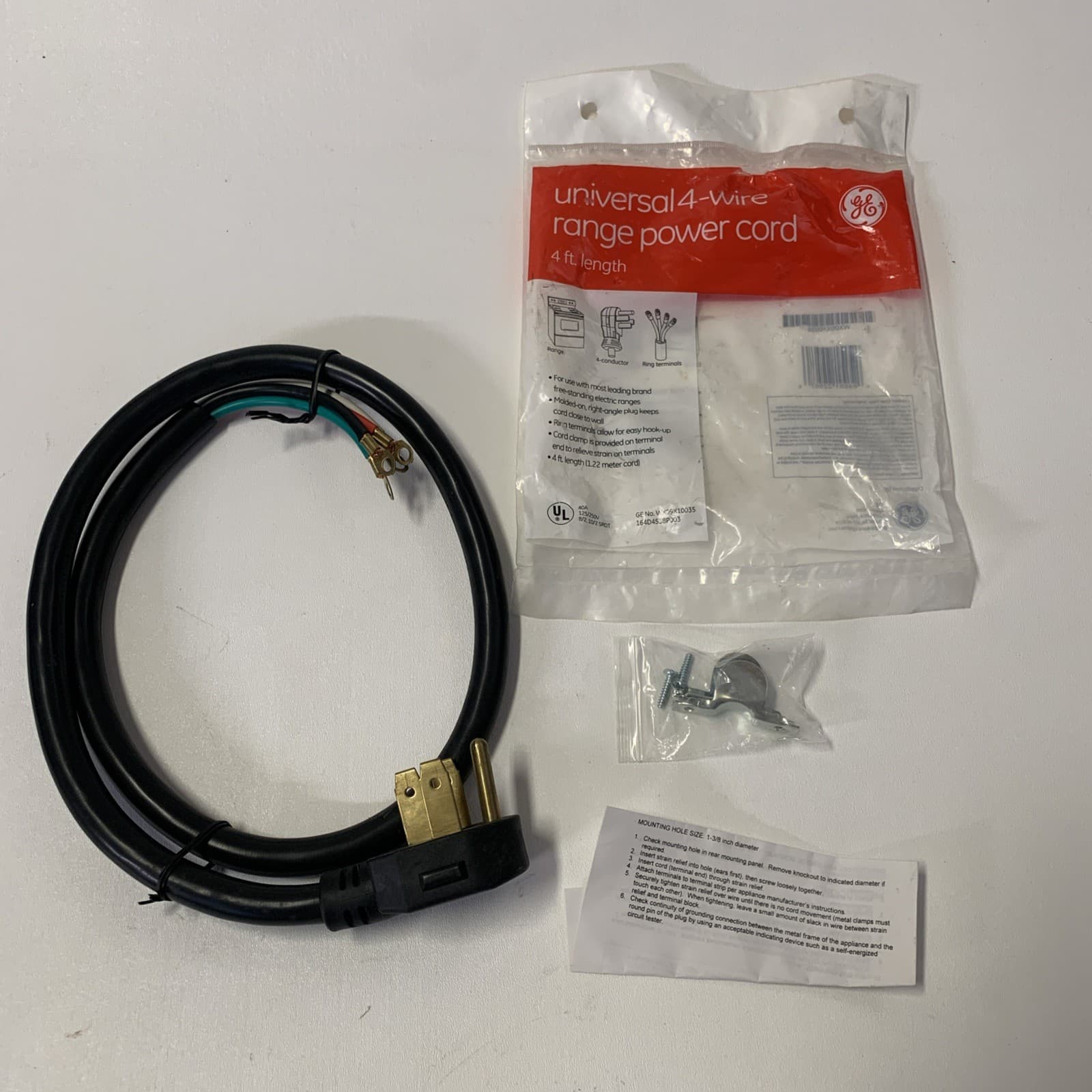 GE Universal 4' Range Power Cord GE WX09X10035 4-Wire 40Amp - new open bag