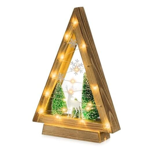 Wooden Christmas Tree Decor: Tabletop Christmas Decorations with Lights for