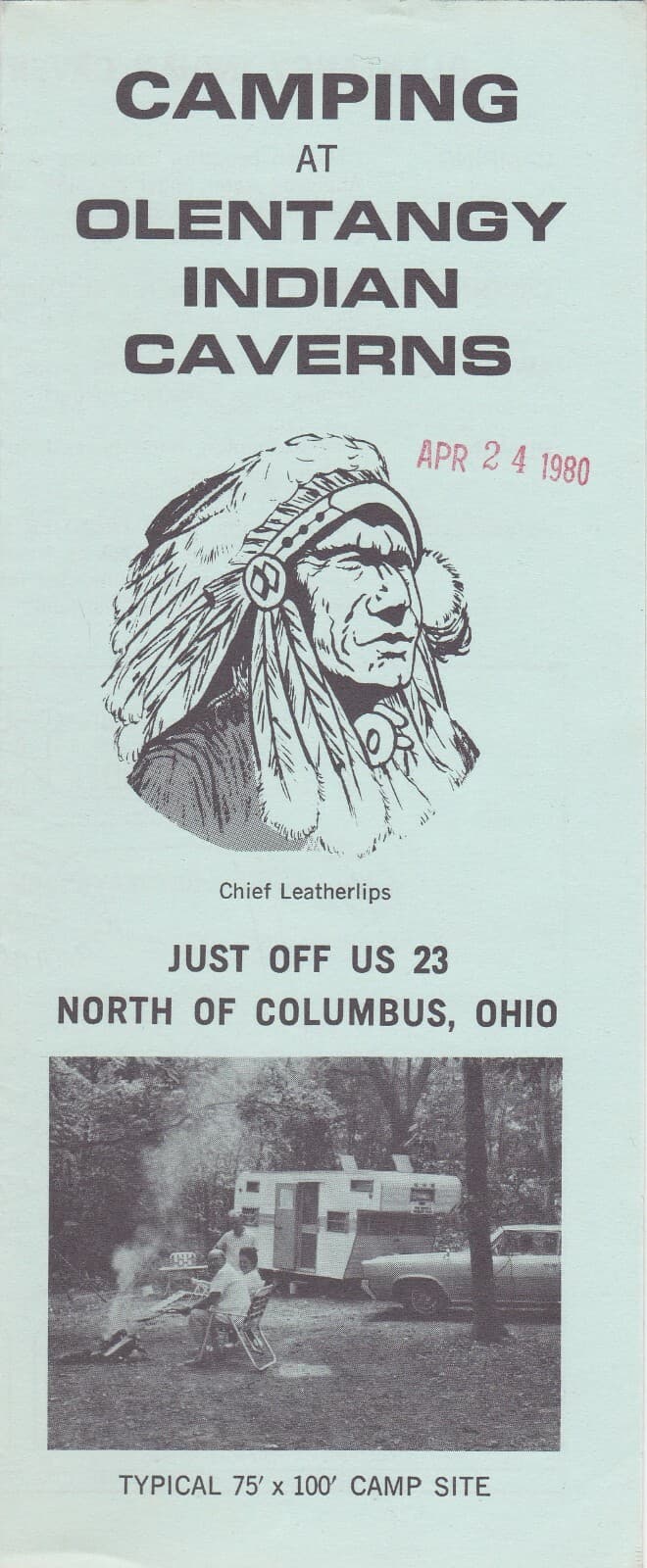 1980 Olentangy Indian Caverns Camping Delaware Ohio Brochure