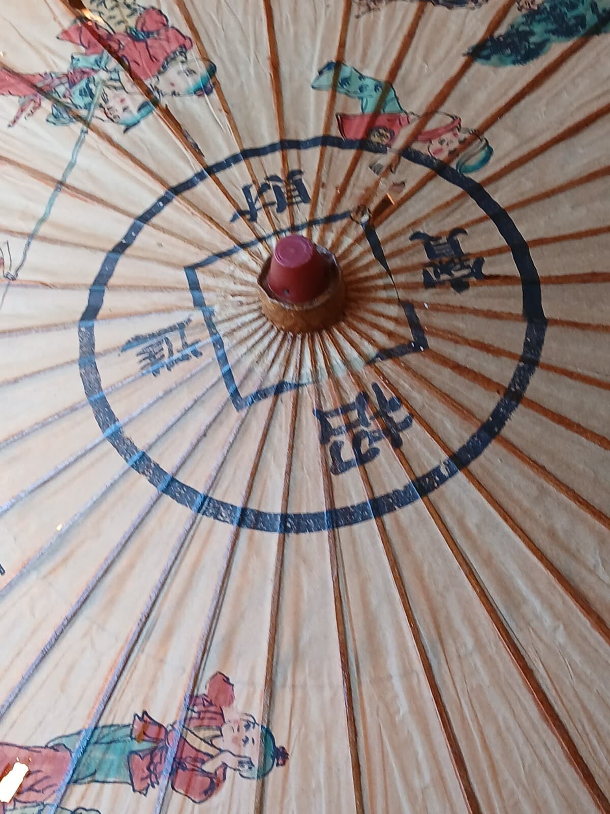 1970s Japanese Oil Paper & Bamboo Parasol/Umbrella Hand-Crafted
