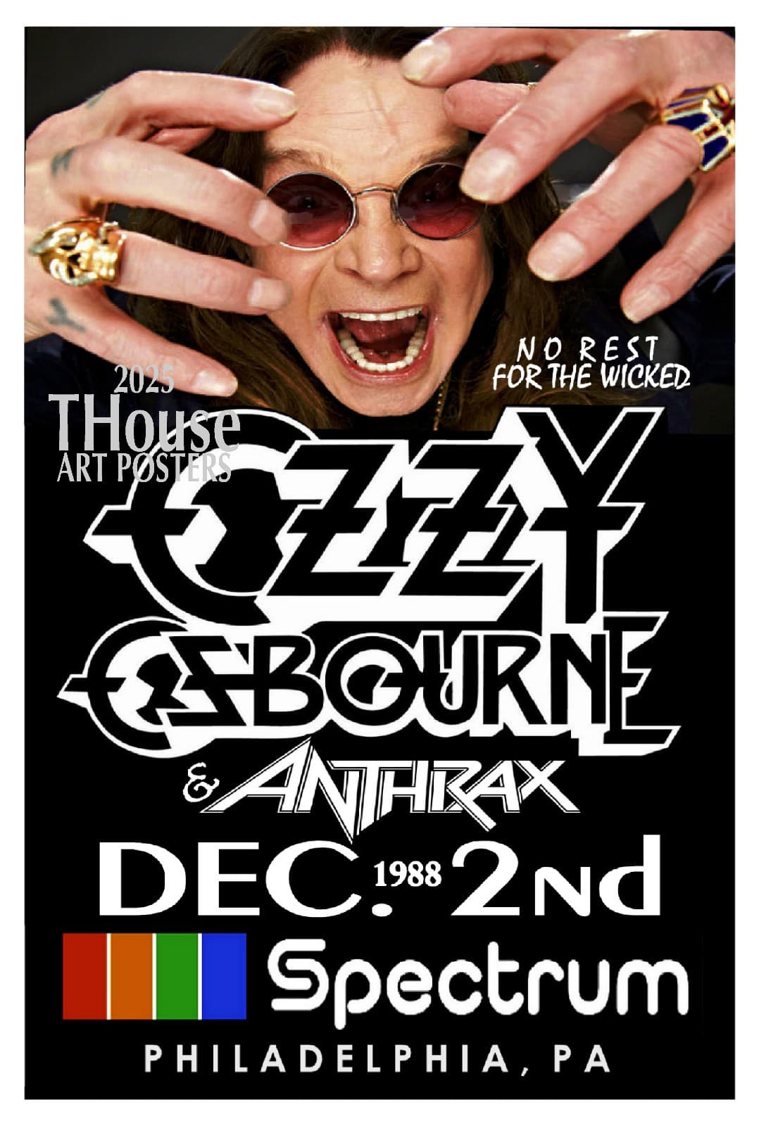 Concert Poster OZZY OSBOURNE & ANTHRAX 1988 SPECTRUM PHILADELPHIA PA GIG POSTER
