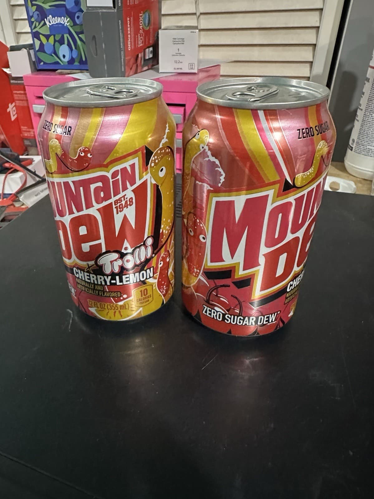 🔵 New Limited Edition Mountain Dew Zero Sugar TROLLI Cherry Lemon Soda (2 Cans)