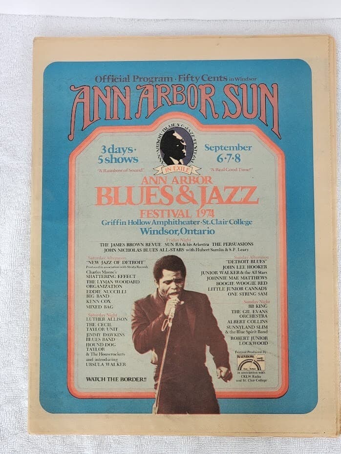 Rare 1974 Ann Arbor Sun Blues and Jazz Festival Large Program Historical Item!!