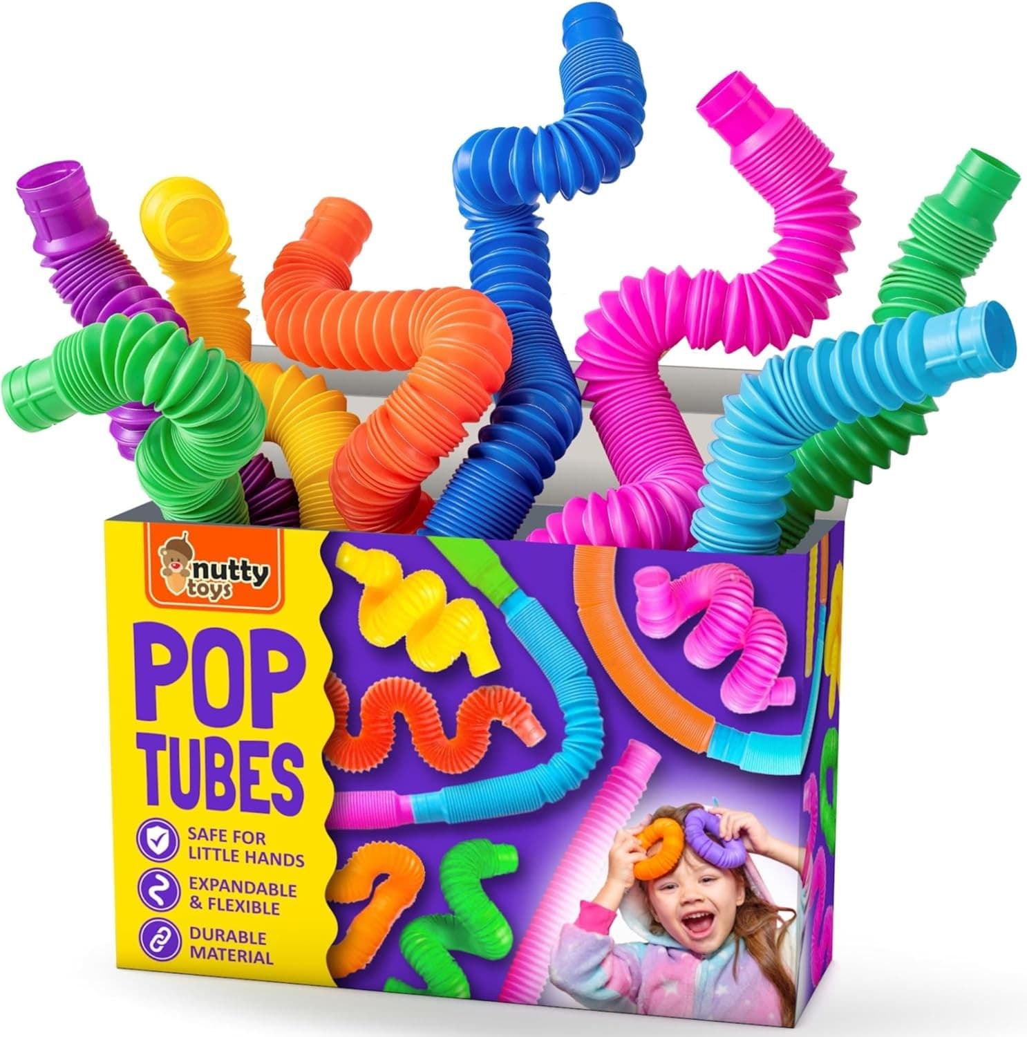 Nutty Toys Pop Tubes - Sensory - Endless Creativity & Fun for Kids Large