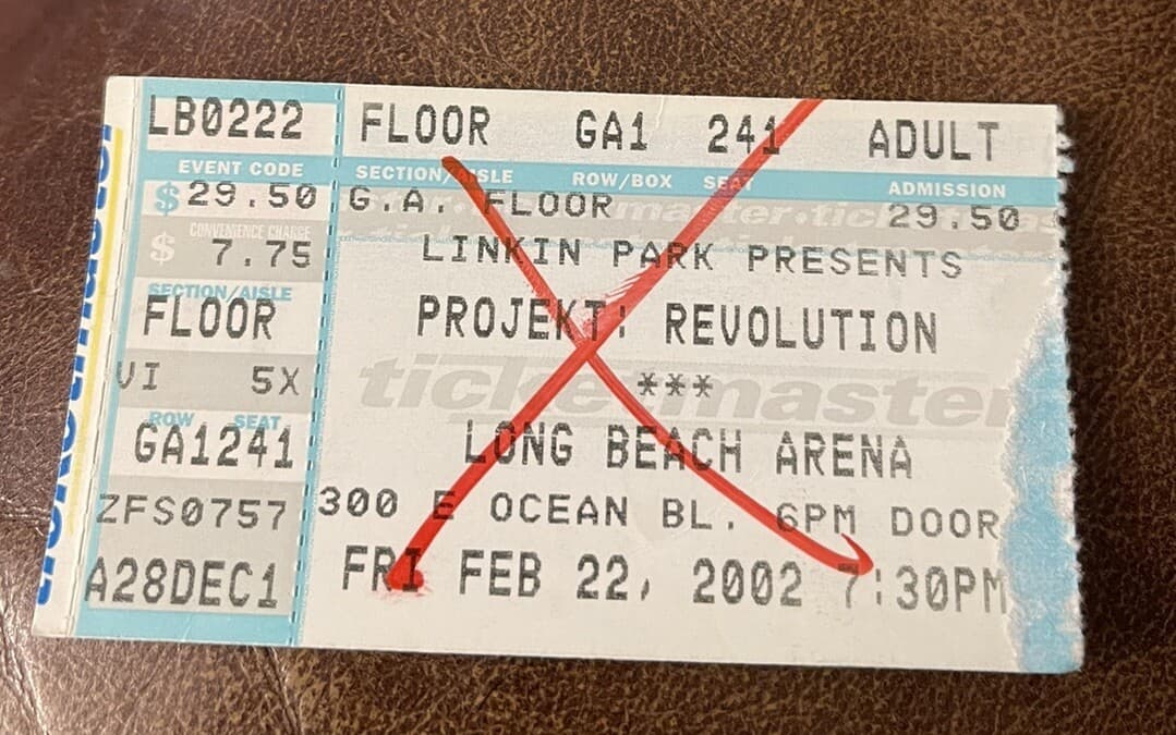 LINKIN PARK/CYPRESS HILL RARE CONCERT TICKET STUB LONG BEACH, CA 02/22/2002