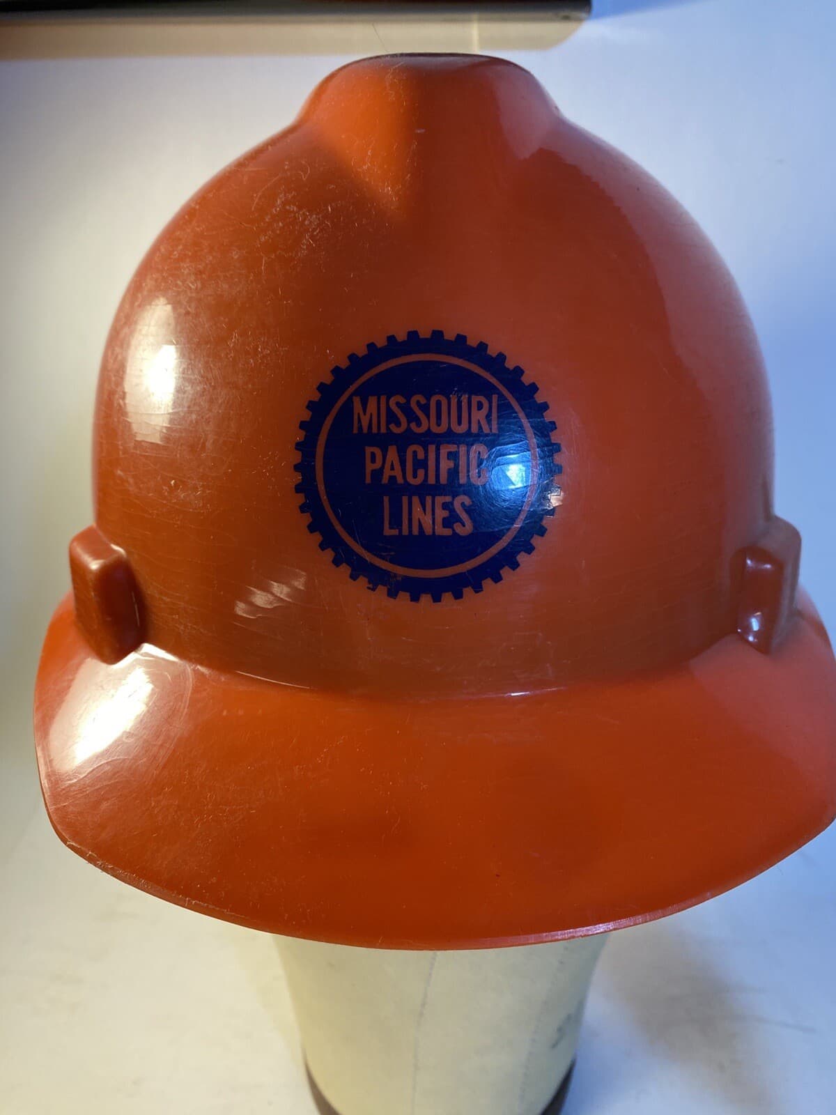 Missouri Pacific Railroad Hard Hat MSA V-Gard 1970’s 6 1/2 - 7 3/4