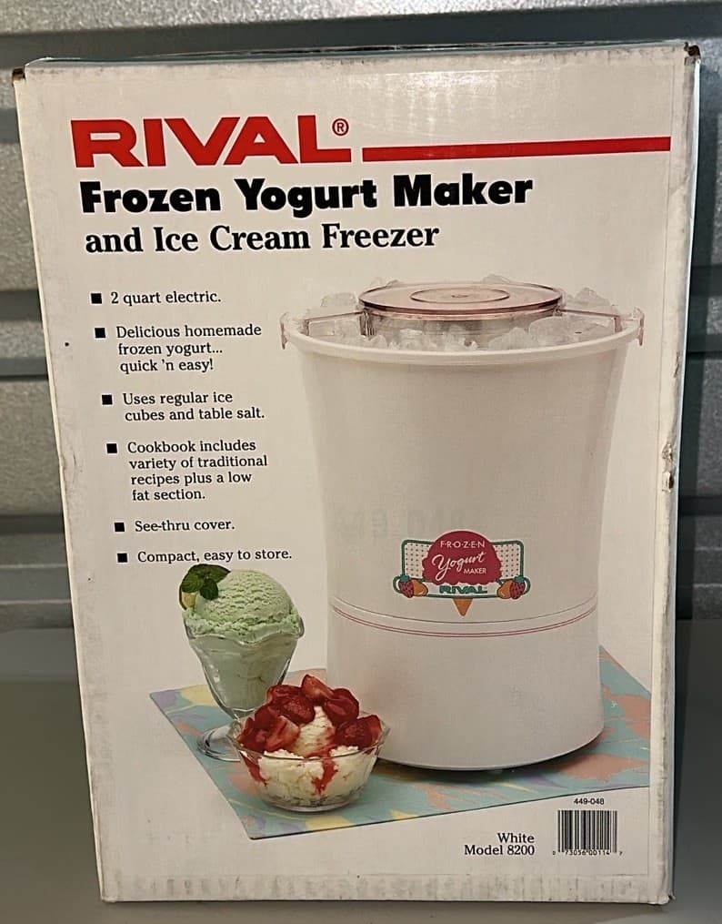 Rival Frozen Yogurt Maker/Ice Cream Freezer Model #8200 (White)NEW And Sealed