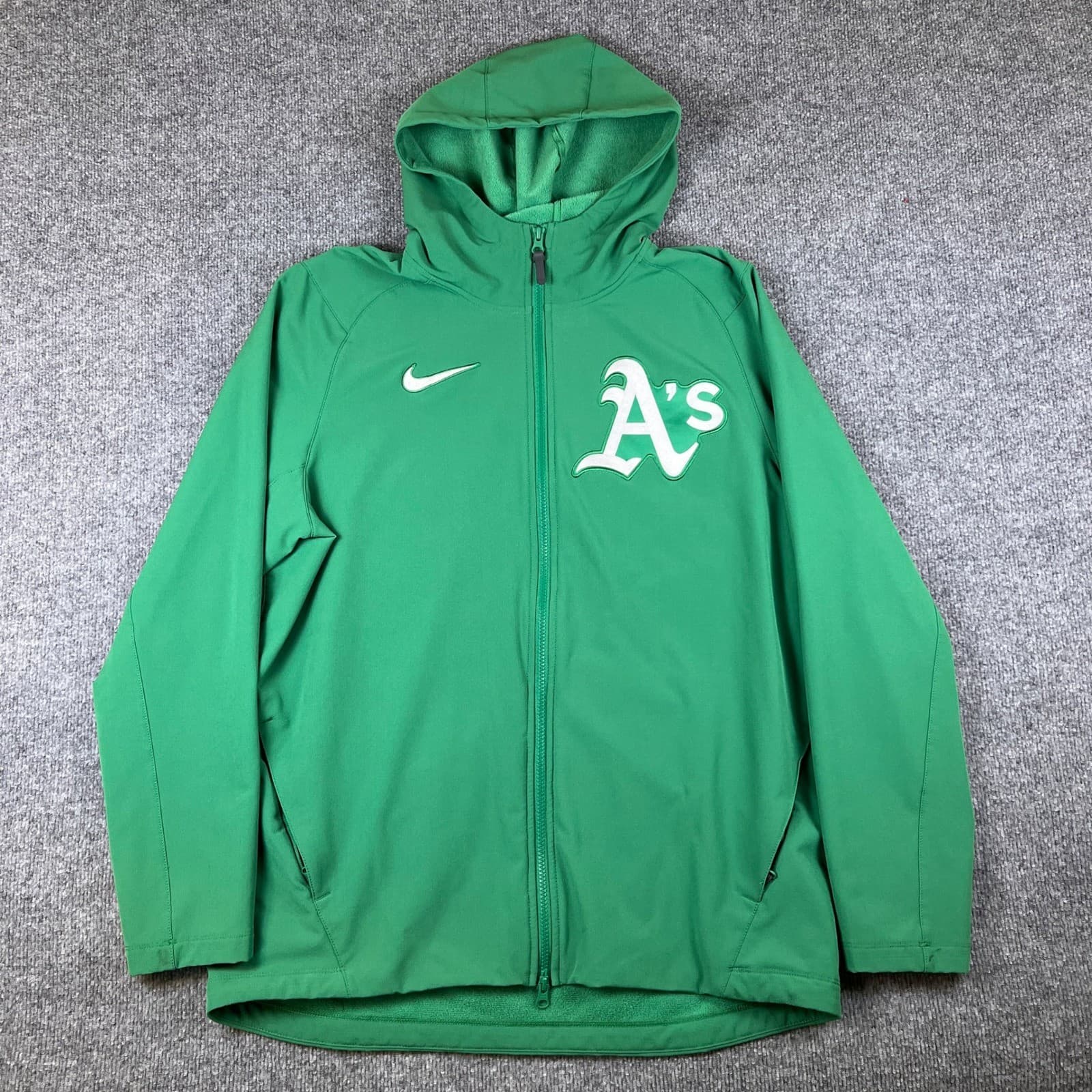 Nike Oakland Athletics Hoodie Mens L Green Full Zip Therma-Fit MLB Jacket