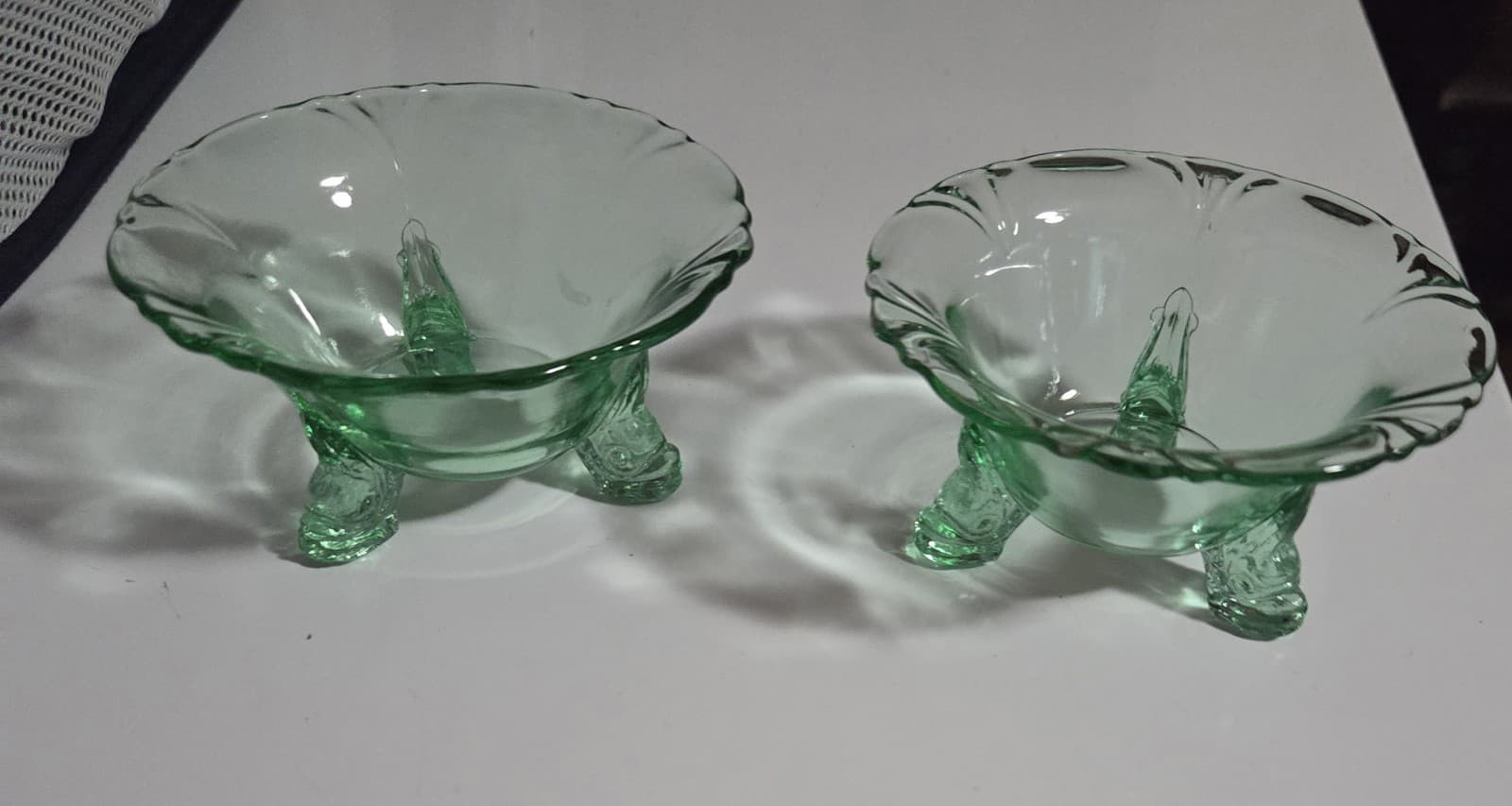 HEISEY GLASS EMPRESS~ FOOTED SALT~ NUT DISH~ GREEN ~2
