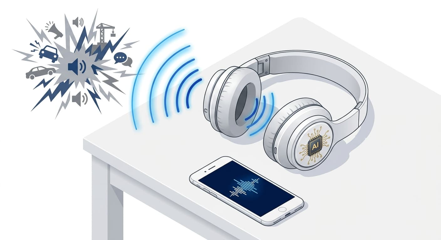 AI-enabled headphones demonstrate on-device processing and real-time isolation from environmental noise.