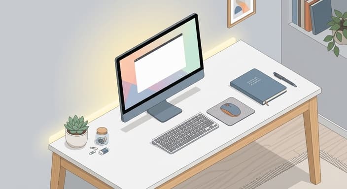 Bias lighting behind the monitor helps reduce eye strain during late study sessions.