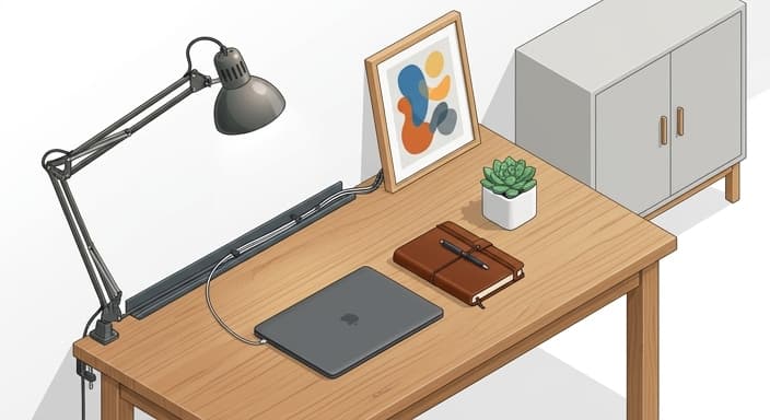 A clean, professional workspace that blends art and function to fuel creativity.