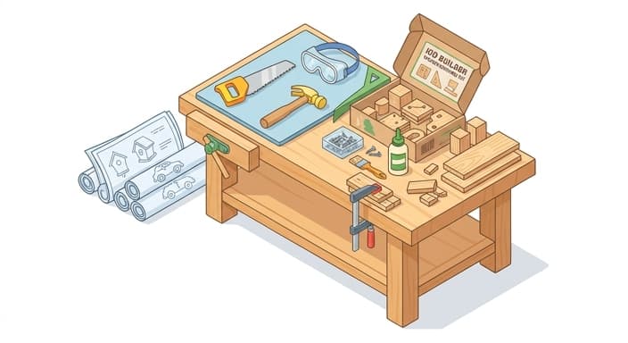 A cozy maker space with kid-sized tools ready for hands-on projects.