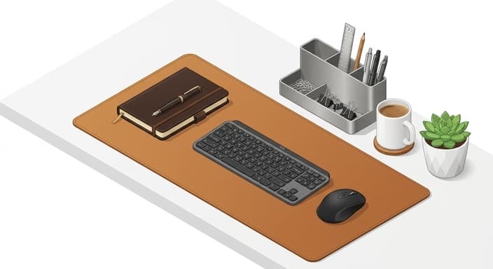 A tactile, durable desk setup that speaks to personalization and longevity.