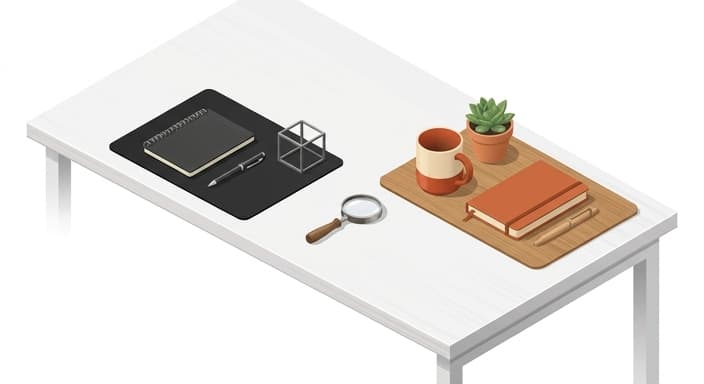 A split-desk layout presenting minimalist versus warm, personalized gift ideas for administrative professionals.