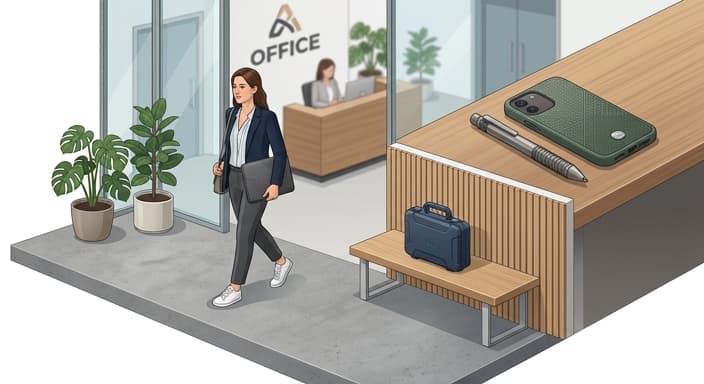 A professional on the move with subtly personalized tech accessories.