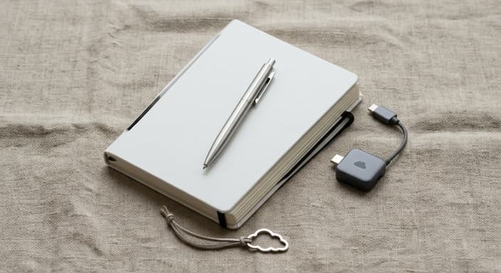 A slim notebook and pen ready for analog notes that integrate with cloud storage.