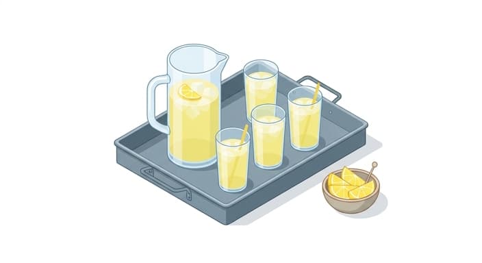A powder-coated tray paired with acrylic glassware creates a stylish, worry-free summer serving setup.