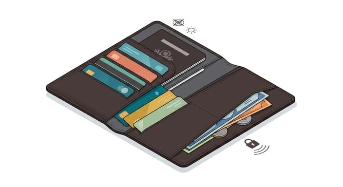 Slim RFID-blocking travel wallet ready for secure summer trips.