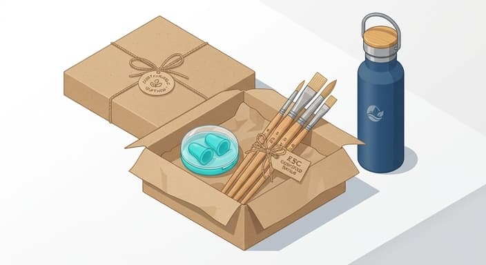 Sustainable event gift kit featuring earplugs and FSC-certified brushes.