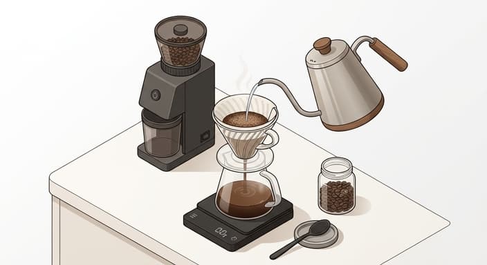 A precision-scale pour-over setup ready for dialing in a new brew.