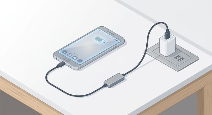 A USB data-blocking dongle enables charging from public ports while protecting data.