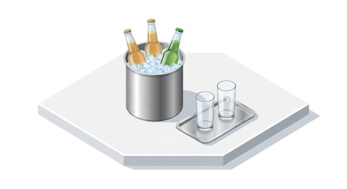 A sleek stainless steel beverage tub acts as a centerpiece, keeping drinks cold and stylish for summer gatherings.