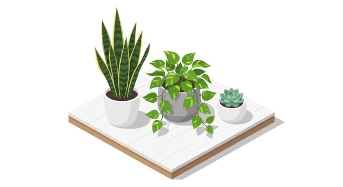 A trio of low-maintenance houseplants in modern pots, embodying a perfect green-thumb summer gift.