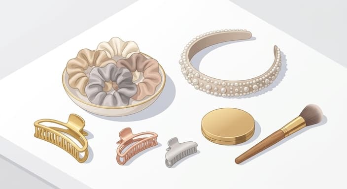 A neatly organized collection of premium hair accessories for everyday styling.