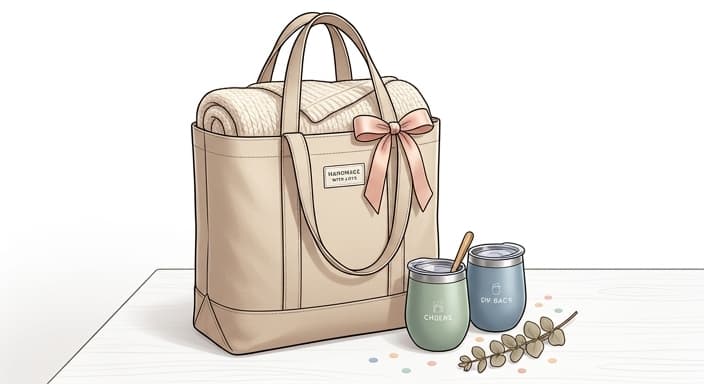 Utility-focused gifts—tote bag and insulated tumblers—shown as practical, gift-ready options.