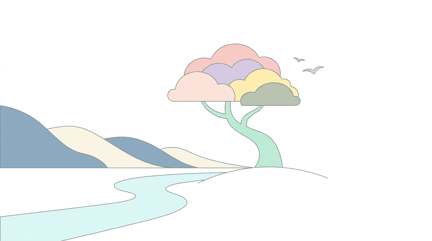 Biophilic Desk Setup Illustration