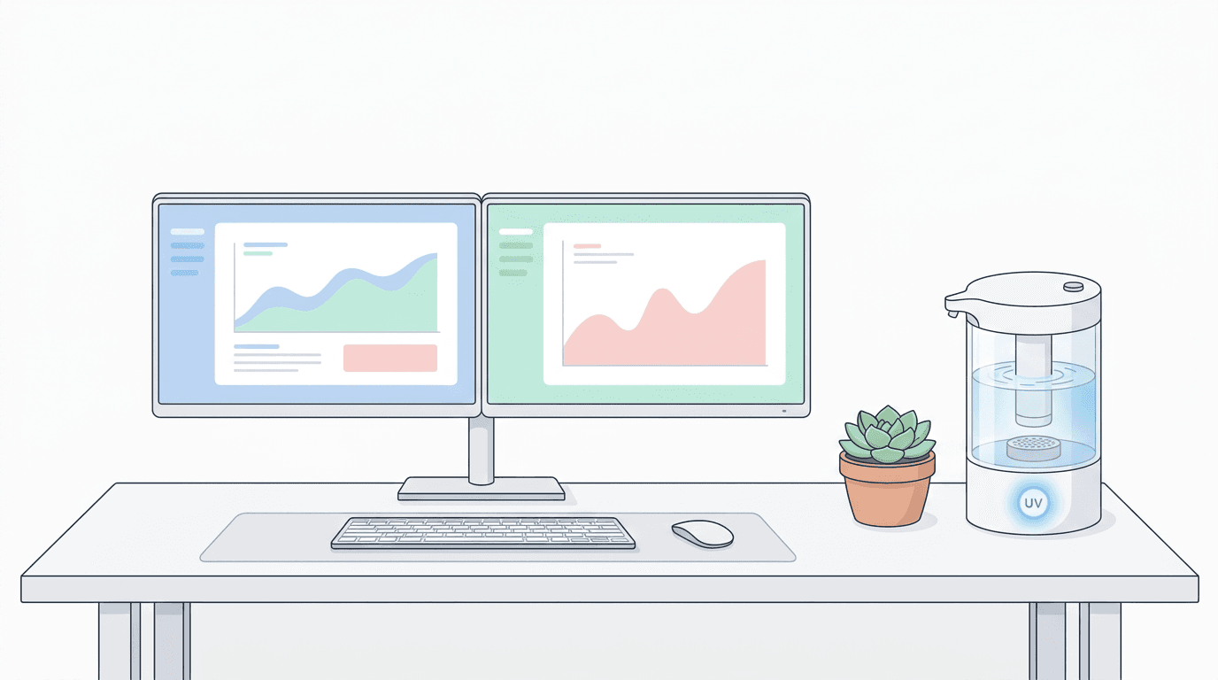 Minimalist Desk Setup with Filter