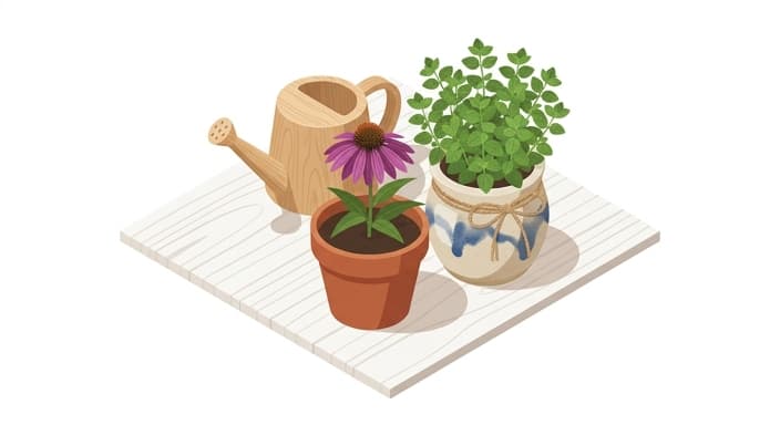 A living birthday gift: potted native perennials and pollinator-friendly herbs ready to grow.