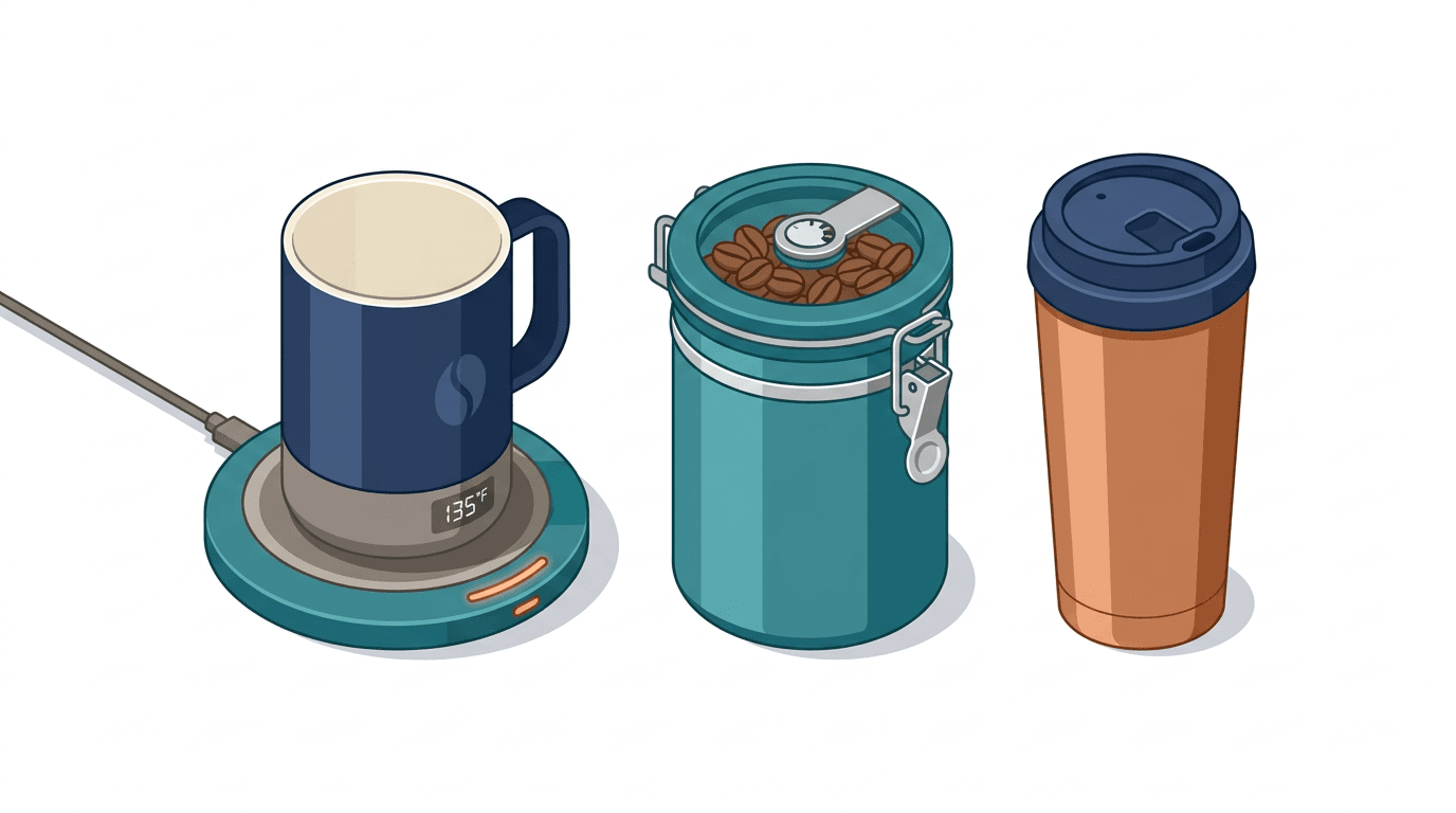 Modern coffee tech and durable accessories for everyday use.