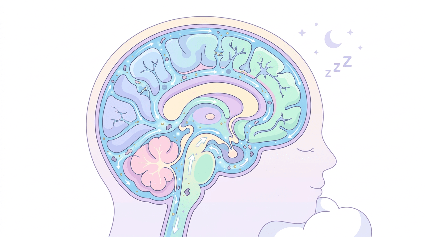 A visual representation of the glymphatic system's role in brain detoxification during deep rest