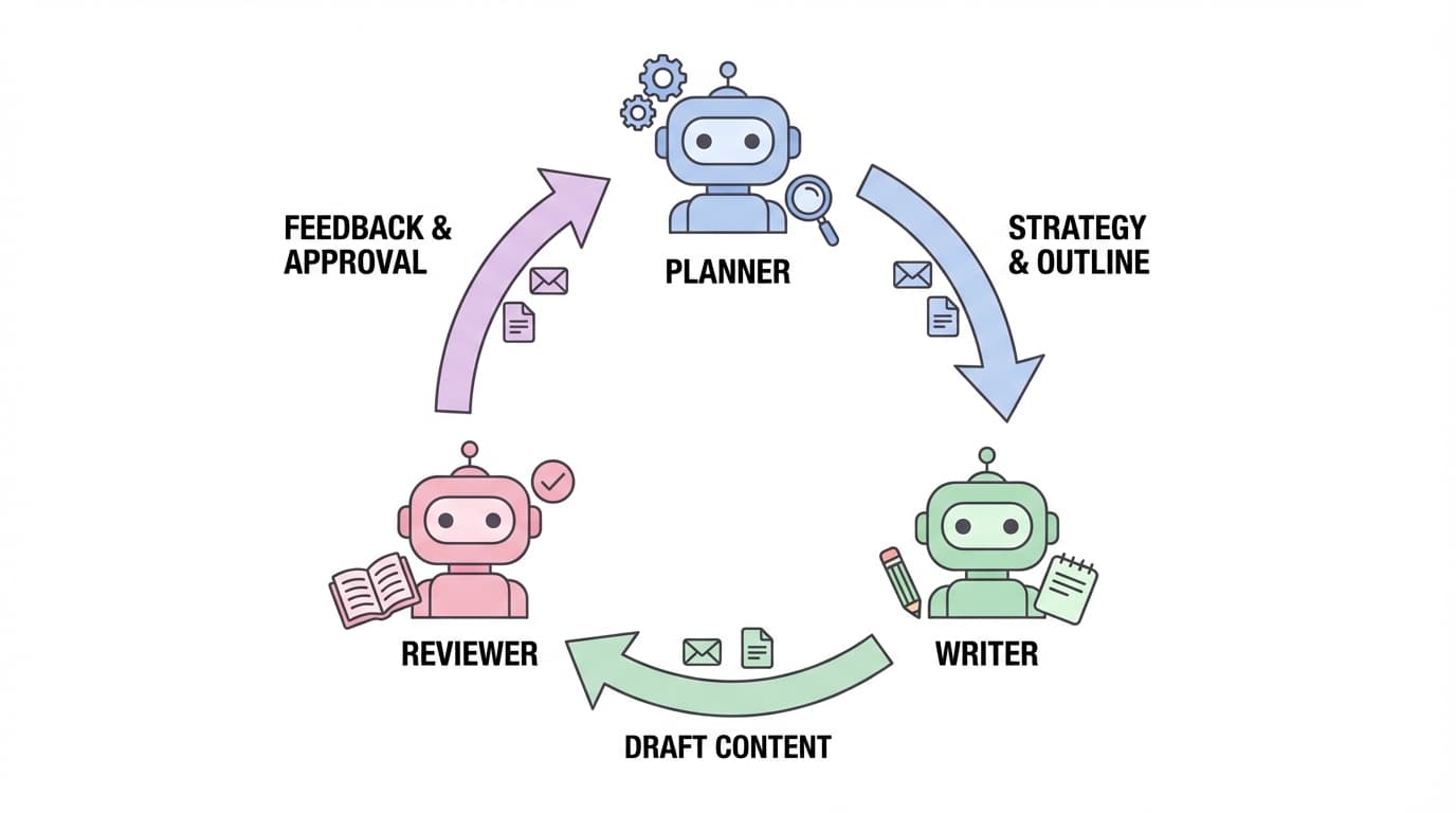 Diagram of a Multi-Agent Crew workflow