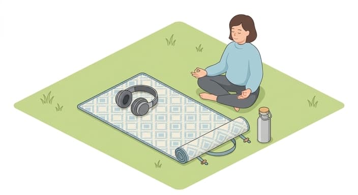 Outdoor meditation setup ready for nature inspired renewal.