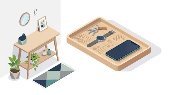 A personalized valet tray keeps his essentials neatly organized.