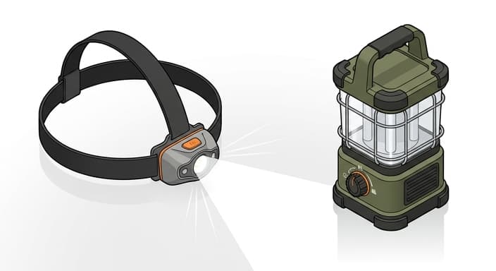 A high-quality headlamp and a rugged lantern ready for summer nights.