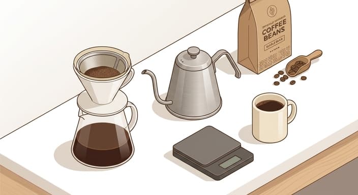 Eco friendly pour over coffee setup with a durable stainless steel filter.